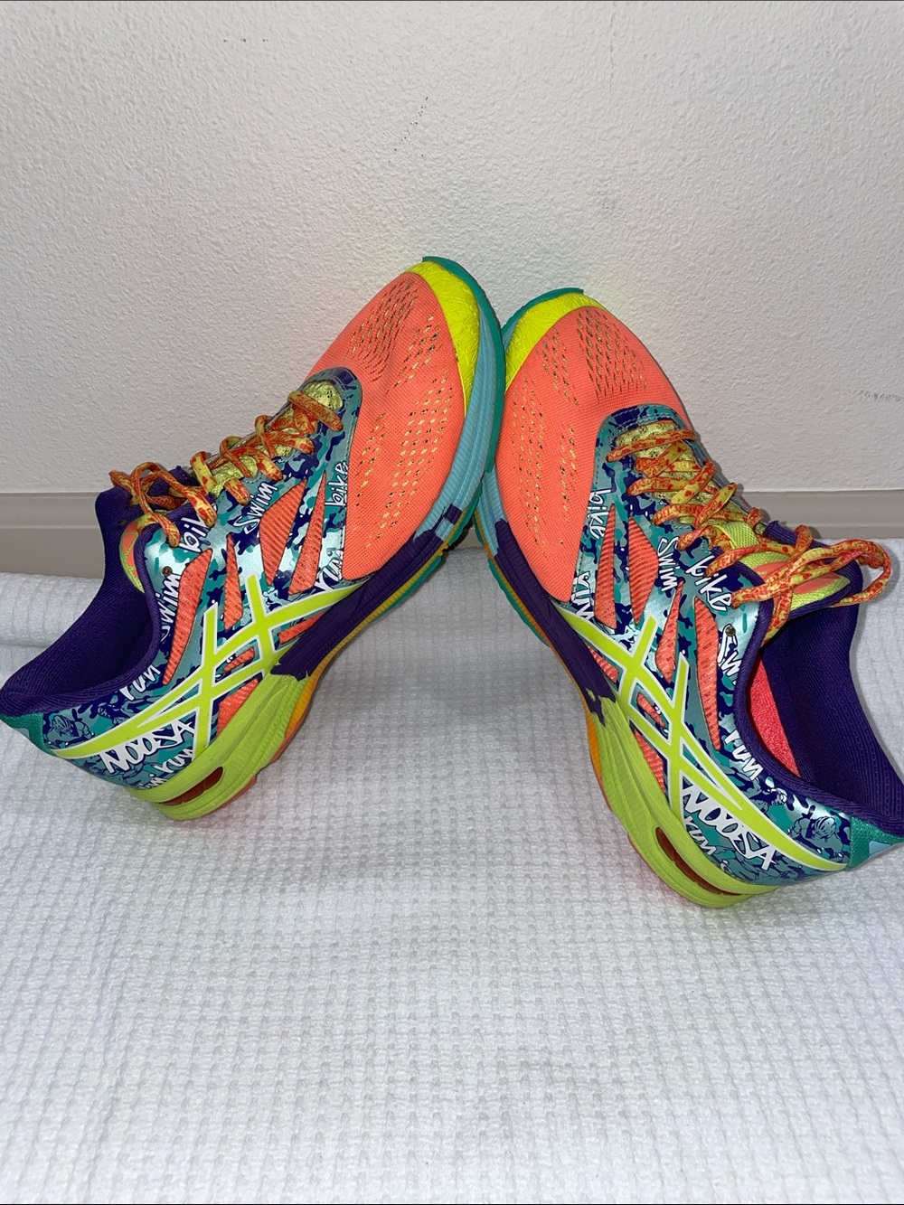ASICS Women's Coral, Yellow & Teal Athletic Running Shoes